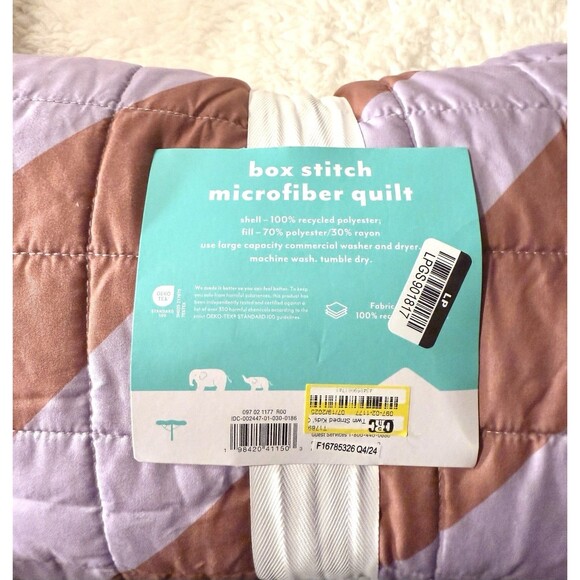 Twin Striped Kids' Quilt Purple/Brown - Box Stitch Microfiber - Pillowfort - Picture 8 of 8